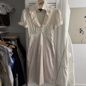 Vintage Bebe Ivory Ruffle Pencil Dress | Size 4